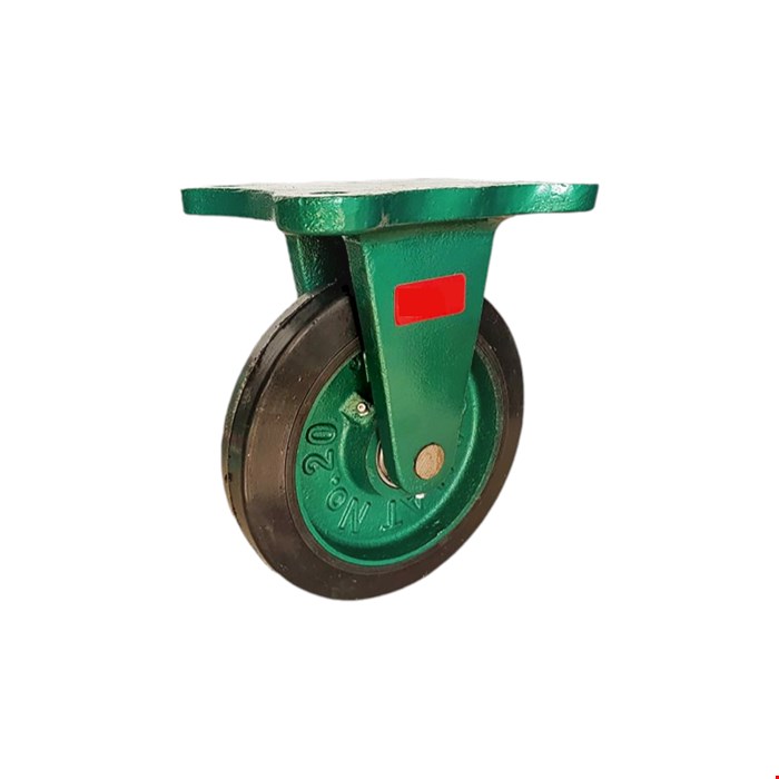 چرخ 30 سانتی ثابت چدن لاستیکی سنگین